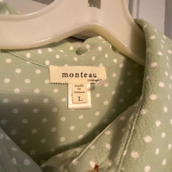 Polka Dot Green Sleeveless Button-Front Midi Dress in Light Green  Monteau - Picture 4 of 6